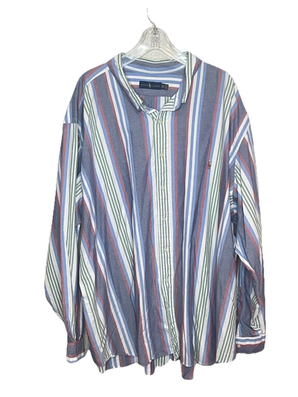 Ralph Lauren Mens 5XB Big Tall Button Down Shirt Multicolor Striped Cotton Pony